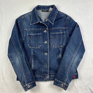 GARAGE Vintage Y2K 90s Denim Utility Trucker Jacket Size‎ Medium Cotton